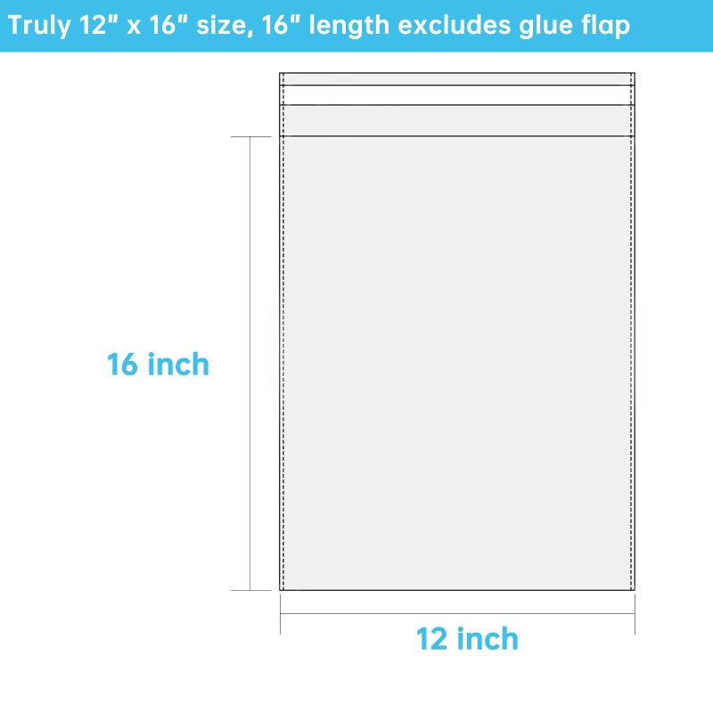 Jadairy Self Sealing Cellophane Bags, Clear Resealable Bags for Packaging Clothing, 12x16 in, 100 Pcs - Image 4